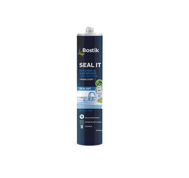 Bostik Seal it Kitchen & Bathroom Translucent: The Ultimate Neutral Cure Sealant for Wet AreasResists Mold & Mildew, UV Resistant, Low Odour