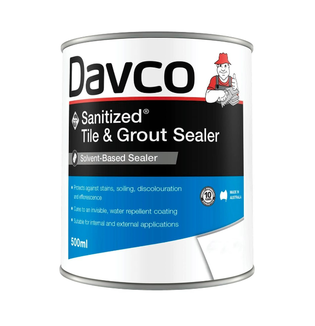 Davco Sanitized Tile & Grout Sealer - Solvent-Based, 500ml, Water Repellent