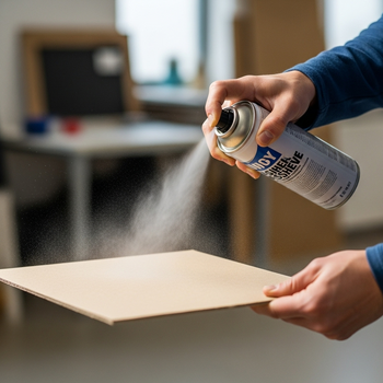 someone using an spray adhesive