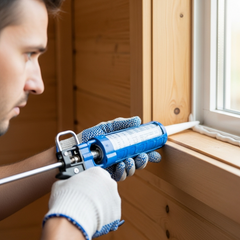 someone using a caulking gun
