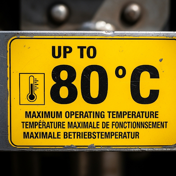 Up to 80°C sign