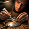 create an image of someone gluing a piece of metal