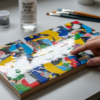 The artwork is sealed with a thick, high-gloss finish that catches the light beautifully