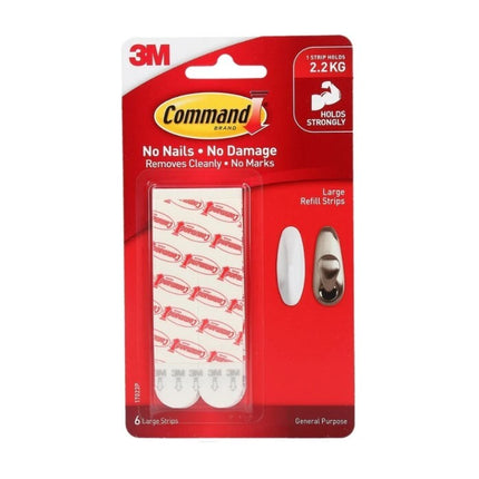 Command Large Refill Strips White x 6 (17023P)