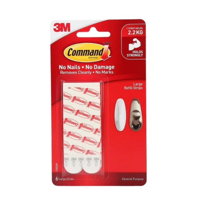 Command Large Refill Strips White x 6 (17023P)