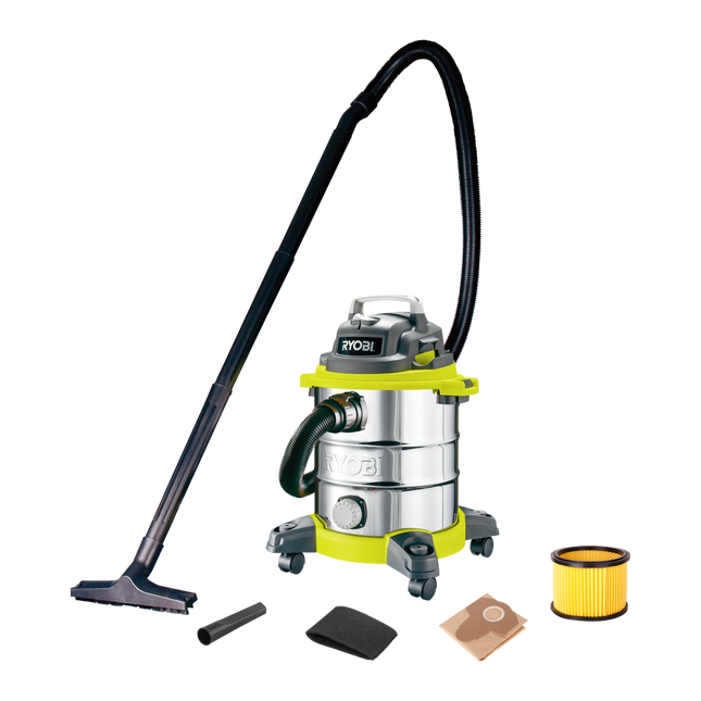 Packshot of Ryobi Wet & Dry Vacuum 20L 1250W for Jobsite Cleanup