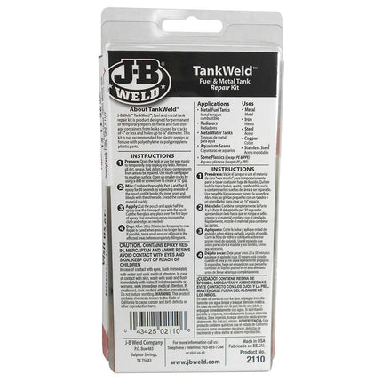 JB Weld TankWeld 2110 Fuel Metal Tank Repair Kit Petrol Oil Resistant