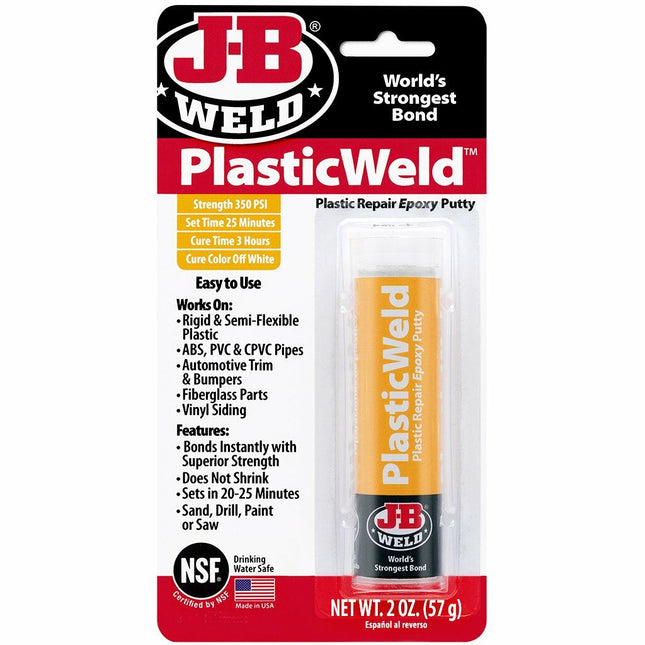 JB Weld Plastic Weld Putty ABS, PVC, CPVC, Bumpers, Water Tanks