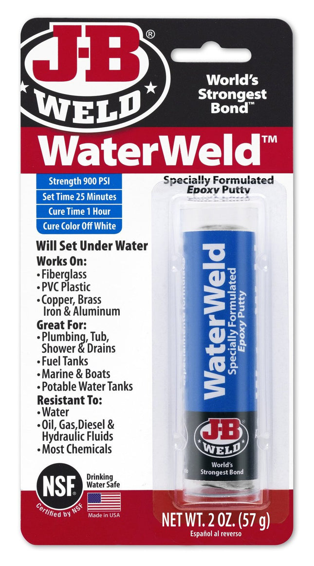JB Weld Waterweld epoxy Putty Sets underwater Drinking Water Safe 57g