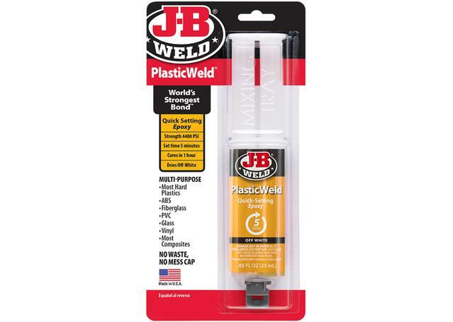 JB Weld Plasticweld Quick Epoxy ABS Most Hard Plastics 4400 PSI Syringe 25ml