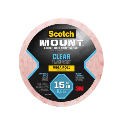 Scotch 3M Double Sided Mounting Tape Clear 15lb 2.5m x 11.4m