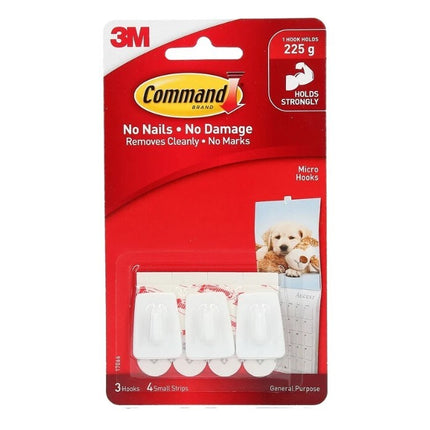 Command Micro Hooks White x 3 (17066)