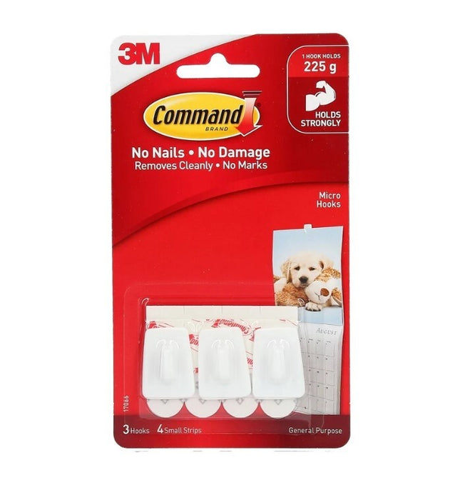 Command Micro Hooks White x 3 (17066)
