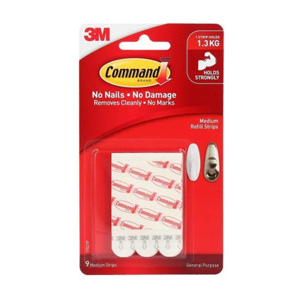 Command Medium Refill Strips White x 9 (17021P)