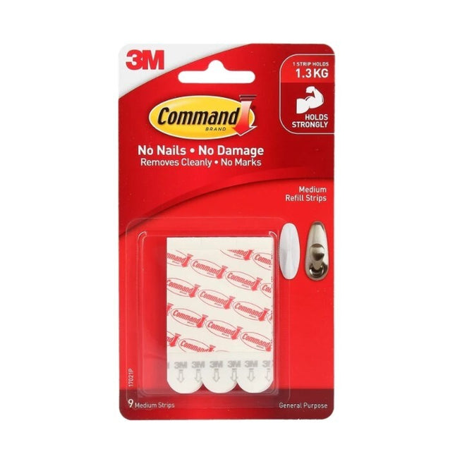 Command Medium Refill Strips White x 9 (17021P)