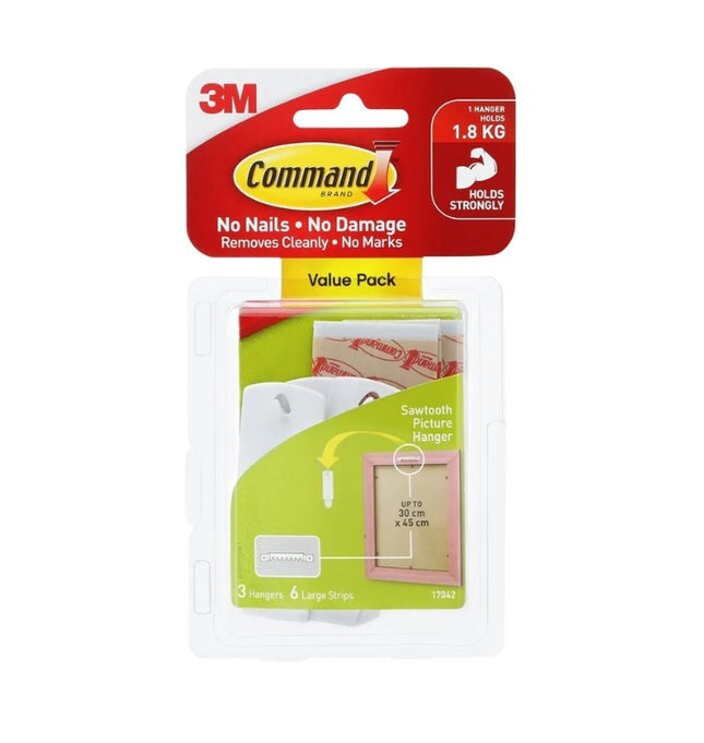 Command Sawtooth Picture Hanger White x 3 (17042)