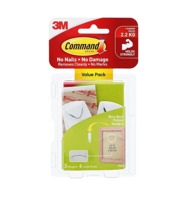 Command Wire Back Picture Hanger White x 3 (17043)
