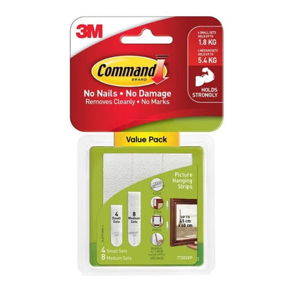 Command Small & Medium Picture Hanging Strips White x 12 (17203)