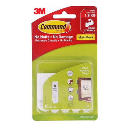 Command Small Picture Hanging Strips White x 8 (17205)