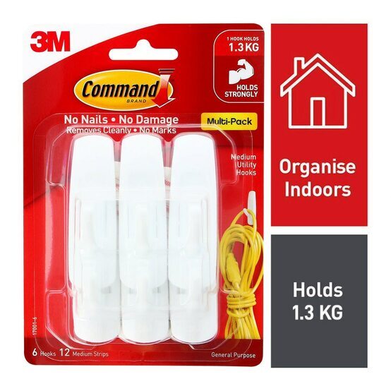 3M Command Medium Utility Hooks x 6 (17001-6)