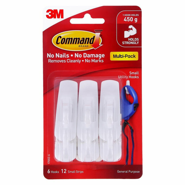 3M Command Small Utility Hooks x 6 (17002-6)