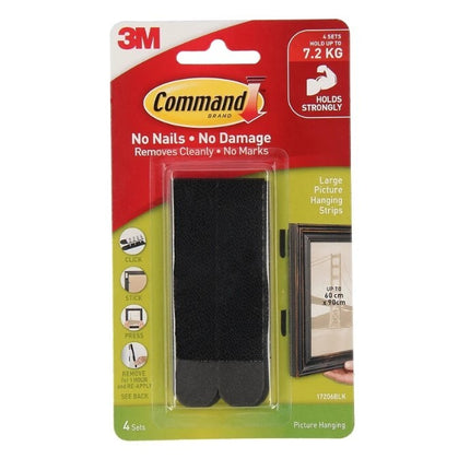 Command Large Picture Hanging Strips Black x 4 (17206BLK)