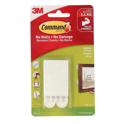 Command Medium Picture Hanging Strips White x 4 (17201)