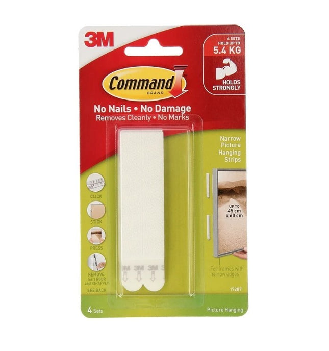 Command Narrow Picture Hanging Strips White x 4 (17207)