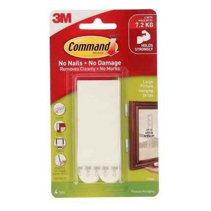 Command Large Picture Hanging Strips White x 4 (17206)