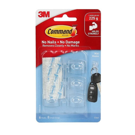Command Mini Hooks Clear x 6 (17006CLR)