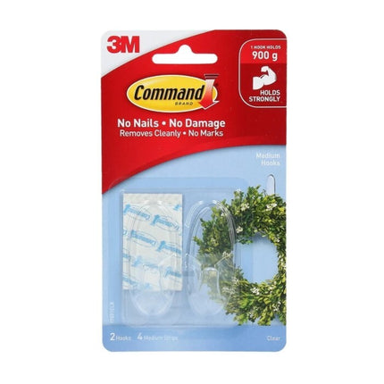 Command Medium Hooks Clear x 2 (17091CLR)