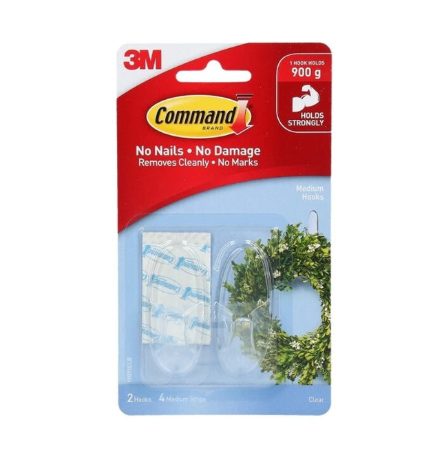 Command Medium Hooks Clear x 2 (17091CLR)