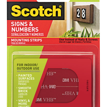 Scotch 3M Mounting Strips Signs and Numbers 6lbs 2.5cm x 7.6cm