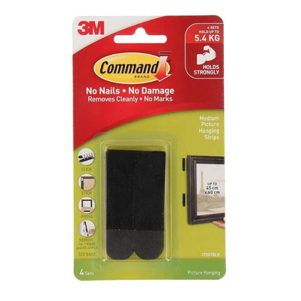 Command Medium Picture Hanging Strips Black x 4 (17201BLK)