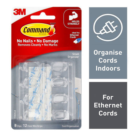 3M Command Cord Organizer Small 8 Clips 12 Strips (17302CLR)