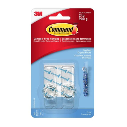 Command Medium Crystal Hooks Clear x 2 (17095CLR)