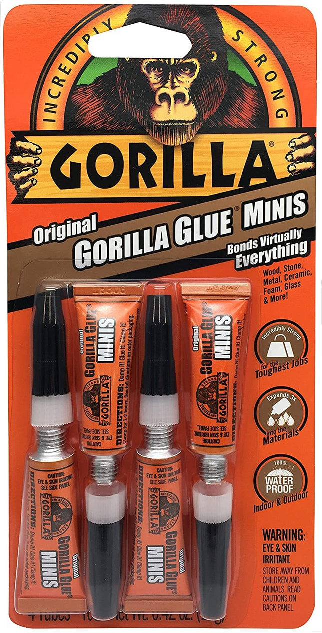 Original Gorilla Glue Minis Bonds Virtually Everything Water Proof x 4 tubes