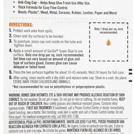 Gorilla Super Glue 10 Seconds Impact Tough 15g