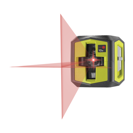 Packshot of Ryobi Red Cross Line Laser 10m for Fast Room Alignment