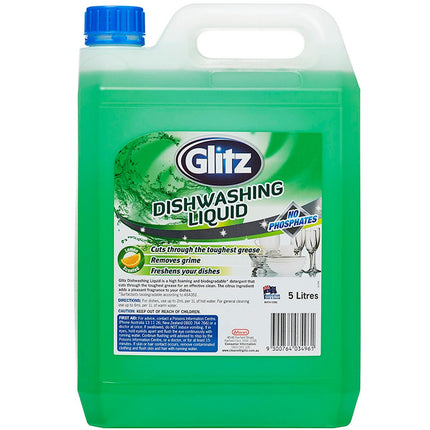 Packshot of Glitz Citrus Dishwashing Liquid Fresh Lemon Clean 5L