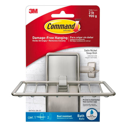 Packshot of Command Satin Nickel Bath Soap Dish 1 Pack