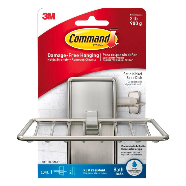 Packshot of Command Satin Nickel Bath Soap Dish 1 Pack