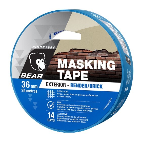 Bear Masking Tape Exterior Render Brick 36mm x 25m Blue