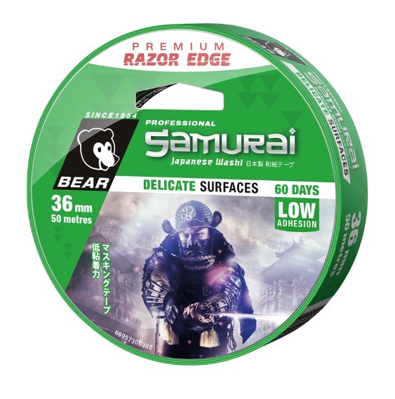 Bear Masking Tape Samurai Delicate Surfaces 36mm x 50m Green