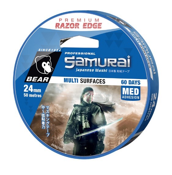 Bear Masking Tape Samurai Multi Surfaces 24mm x 50m Blue