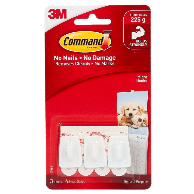 Packshot of Command White Adhesive Micro Hooks 3 Pack