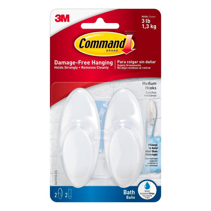 Packshot of Command Medium Frosted Bath Hooks 2 Pack