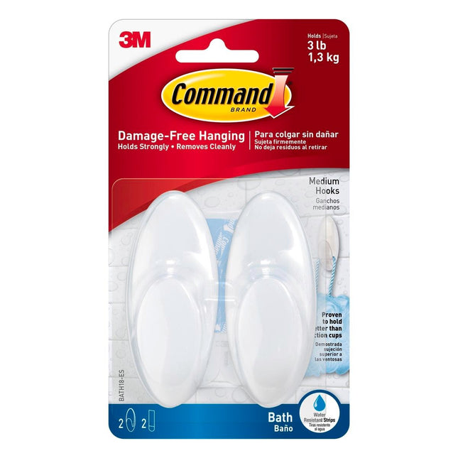 Packshot of Command Medium Frosted Bath Hooks 2 Pack