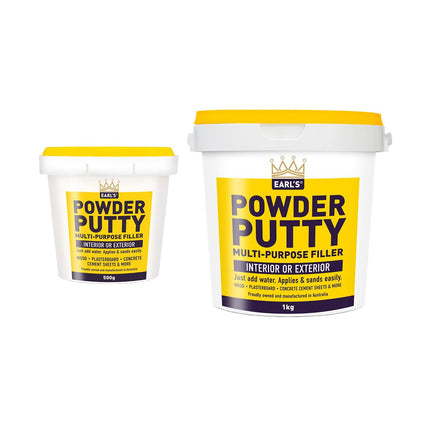 Earl’s Powder Putty – Mix-to-Use Interior & Exterior Filler (No Waste, Easy Sand)