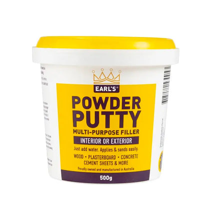 Earl’s Powder Putty – Mix-to-Use Interior & Exterior Filler (No Waste, Easy Sand)
